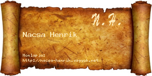 Nacsa Henrik névjegykártya